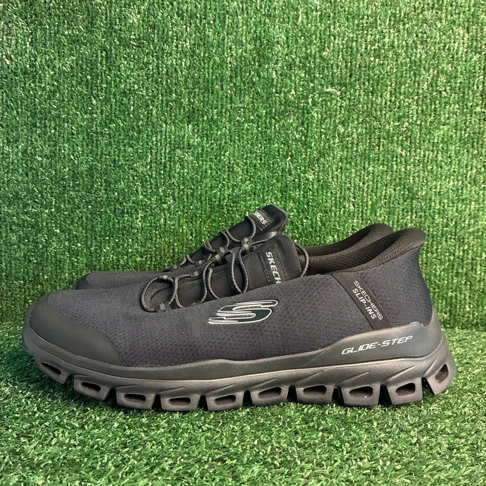 NEW Skechers Glide-Step Zefyr Hands Free Slip-Ins Walking Shoe Black Mens Sz 9.5
